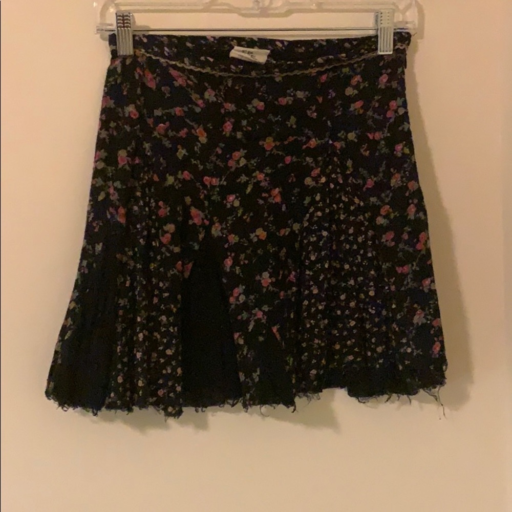 Free People Black Flower Skirt